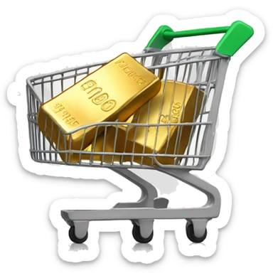 Loaded Shopping Cart with one gold bar  with 100K written on it sticker