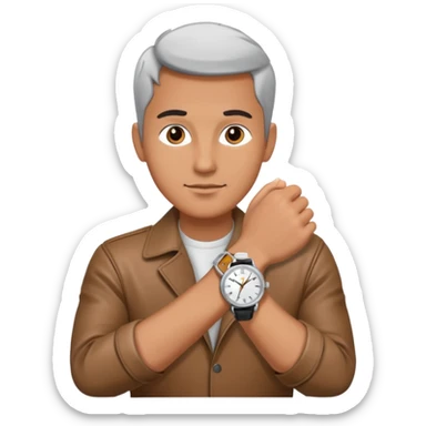 Male with wrist watch on right hand sticker