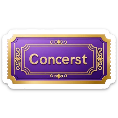 Purple beautiful Concert ticket with the word "CONCERT" inside sticker
