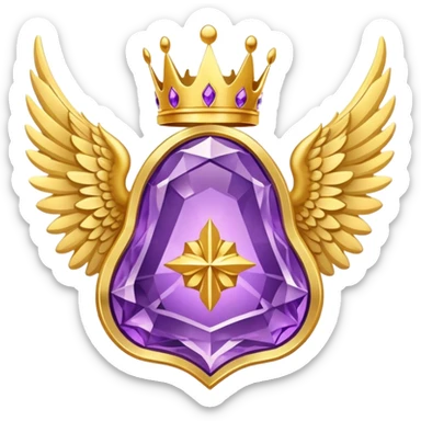 Big complex amethyst stone award-in-frame-decorated-with-big-golden-angel--wings and crown sticker