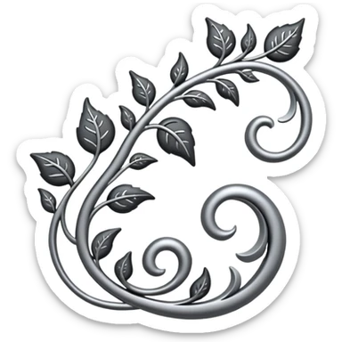 Black and silver filigree vine design, 3D, extremely detailed design sticker