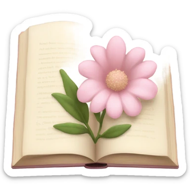Beige Open book with light pink flower inside sticker