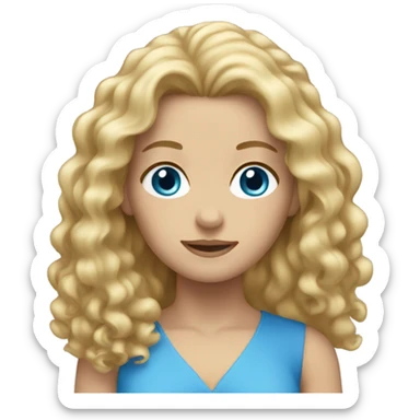 white woman with long blond curly hair and blue eyes sticker