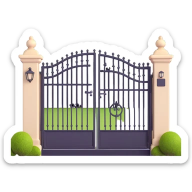 elegant house entrance with wrought iron fence and gate sticker
