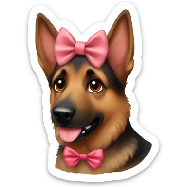 Girl brown German shepherd dog with bow on head sticker