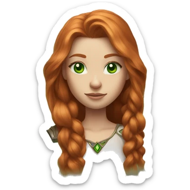 femae human from world of warcraft, ginger hair, green eyes, long hair sticker