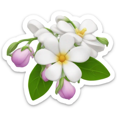 3 jasmins flowers with leafs sticker