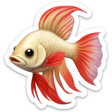 Beige betta fish with red short fins  sticker