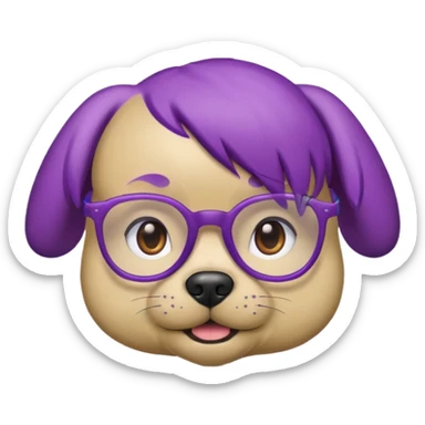 purple haired dog wearing glassess sticker