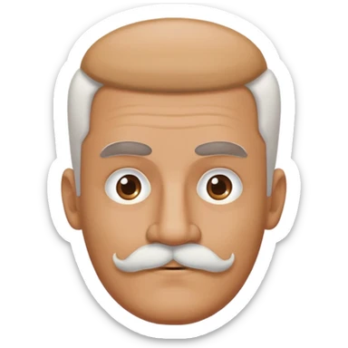 man with oval-shaped flat-top head and bushy white mustache sticker