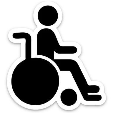 elderly person in a wheelchair, minimalistic icon, simple shapes, bold lines sticker