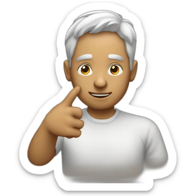 Man pointing to his head with his index finger while closing his eyes sticker