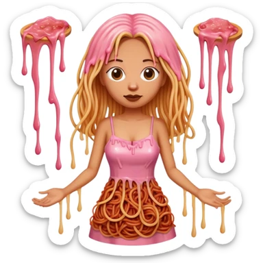  SPAM meat melted pink dripping sauce spaghetti dress monalisa portrait sticker