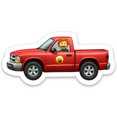 Red headed man driving a dodge Dakota  sticker