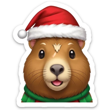 Capibara con sombrero navideño sticker