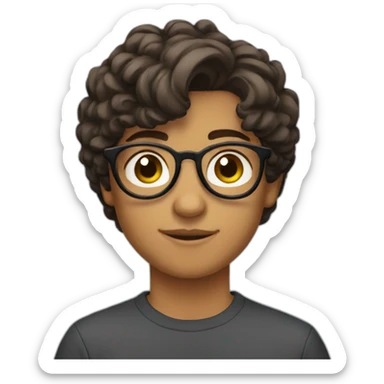 A portuguese teenager with short brown haïr and round glasses sticker