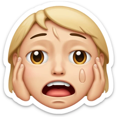 make a super sad face that its crying so hard that his mouth is super wide a normal emoji sticker