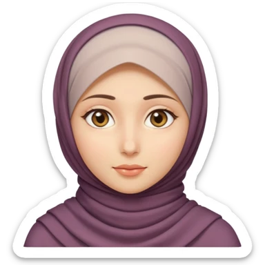 Fair skin, hazel eyes, hijab but exposed neck sticker