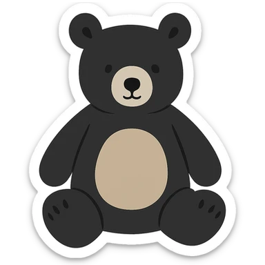 flat vector black bear jellycat plush sticker