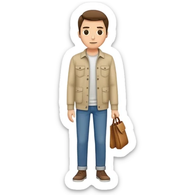man with empty, turned-out pockets, frontal view sticker