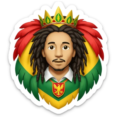 Bob Marley heraldic crest made with ethiopian colors sticker