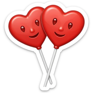 red heart-shaped lollipop on a stick sticker
