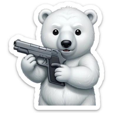 Polar bear with a gun sticker