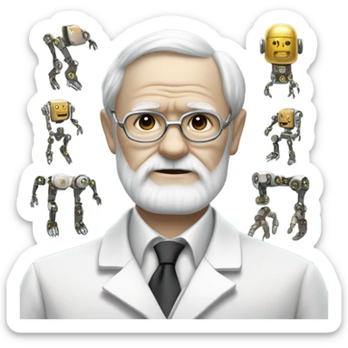 Charles darwin as a modern robot sticker