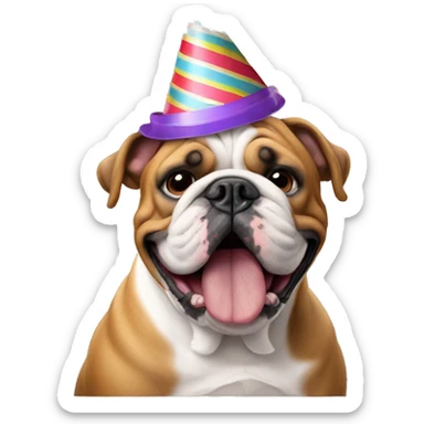 English bulldog with birthday hat  sticker