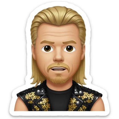 James Hetfield with long dark blonde hair, black sequin outfit  sticker