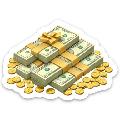 It's an image of money such as coins and bills, but there's only one or two neatly sticker