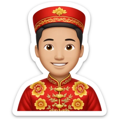 Chinese groom, traditional, culture of chinese, smiley on face. sticker