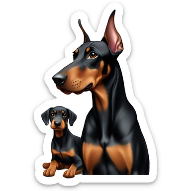 Doberman with puppy’s  sticker