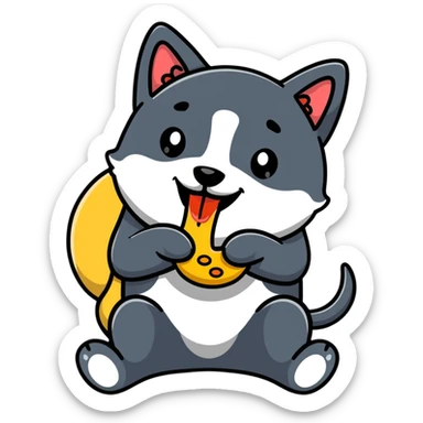 playful emoji eating a dog sticker
