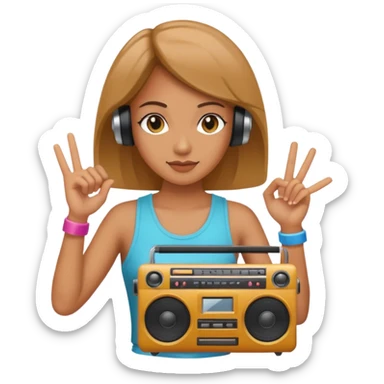 woman holding boombox sticker