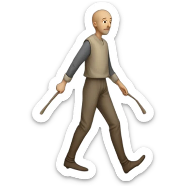 person with inhumanly long legs, wide pants, walking, medieval sticker
