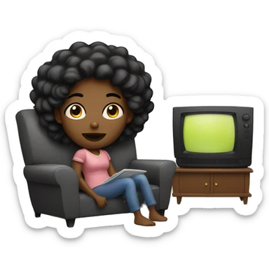 Black woman watching tv sticker