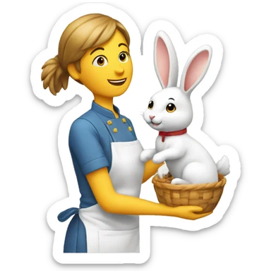 Cuisinier avec un lapin sticker