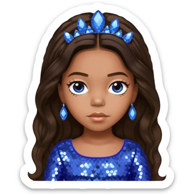 Blue Ivy Carter with long dark brown hair, periwinkle sequin outfit sticker