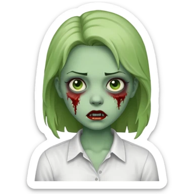 zombie girl with white shirt but similar to this with green skin sticker
