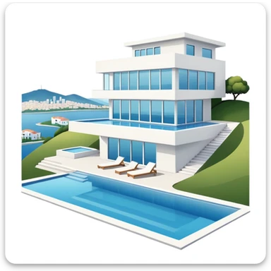 modern house on the hill, with a pool ON THE HILL WITH VIEW AT THE CITY sticker