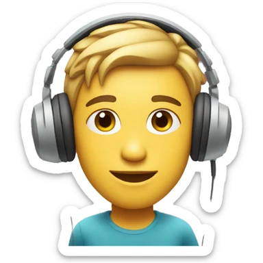 An emoji of podcaster in headphones looking aside  sticker