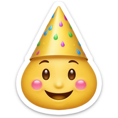 Emoji souriant avec goutte de sueur avec chapeau d"anniversaire  sticker