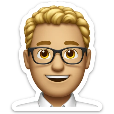 Salesman in a white shirt with square glasses, a good salary and a smile. sticker