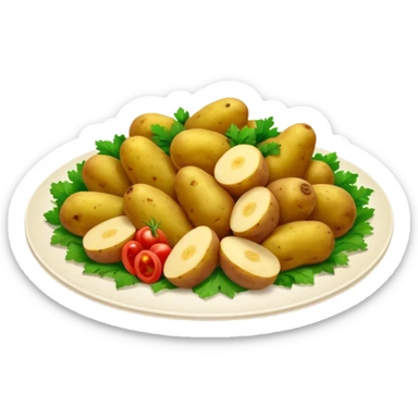 prato de jantar de buffet com batatas carnes e vegetais verdes sticker