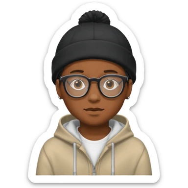 black boy with beanie and hoodie and glasses sticker