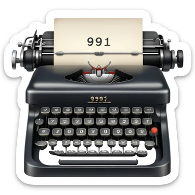 a typewriter that says 99+1 sticker