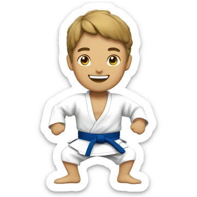 happy judoka with white judogi sticker