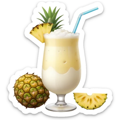 Pina Colada – coconut or glass with pineapple slice and straw sticker