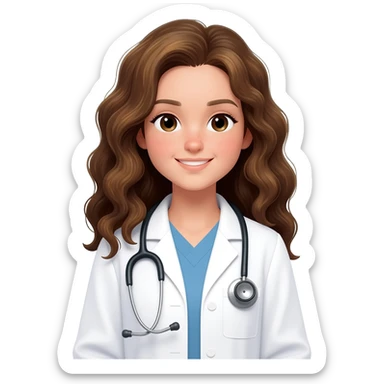 Girl doctor dark blonde long curly hair sticker
